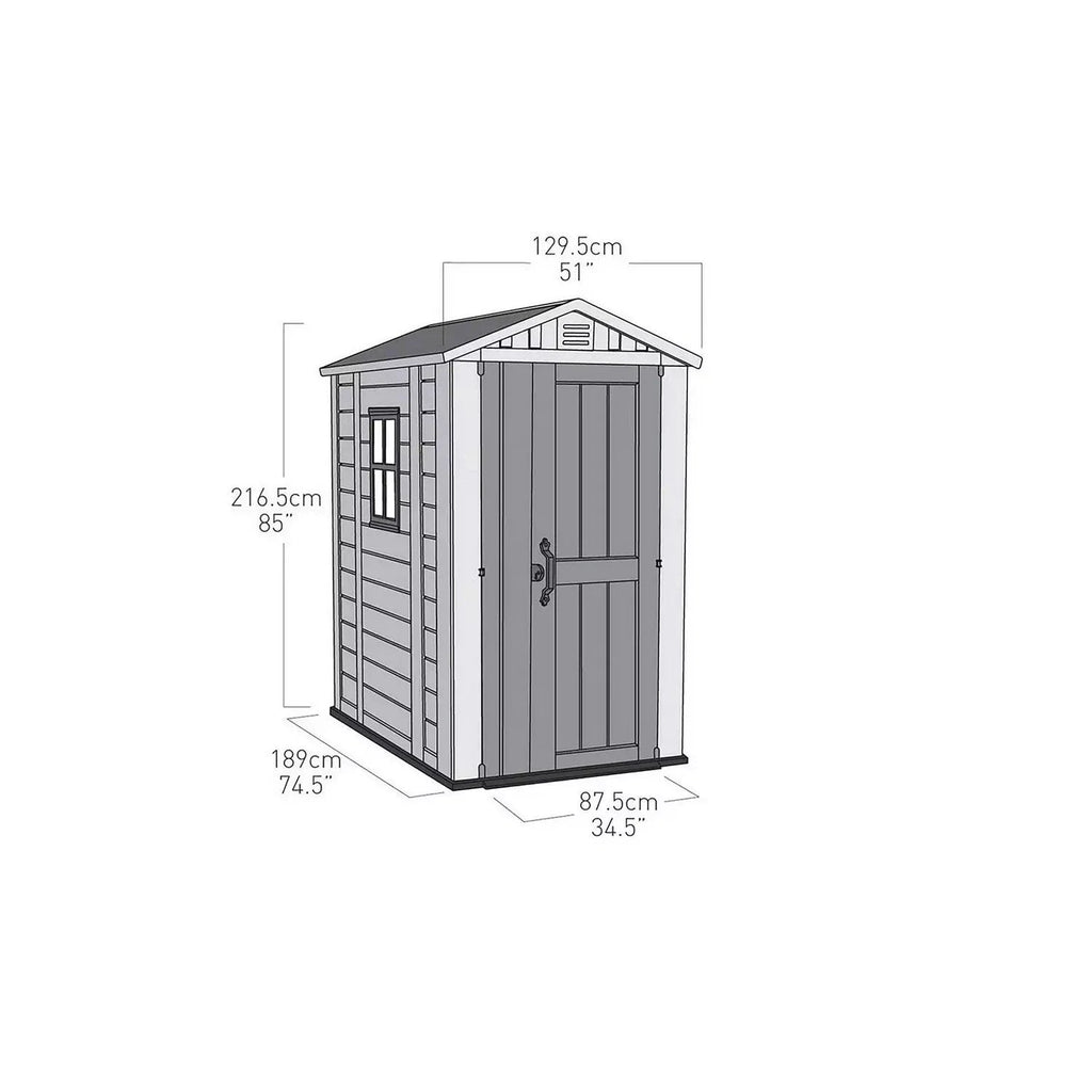 Keter 4×6 Factor Heavy Duty Plastic Garden Shed – Beige
