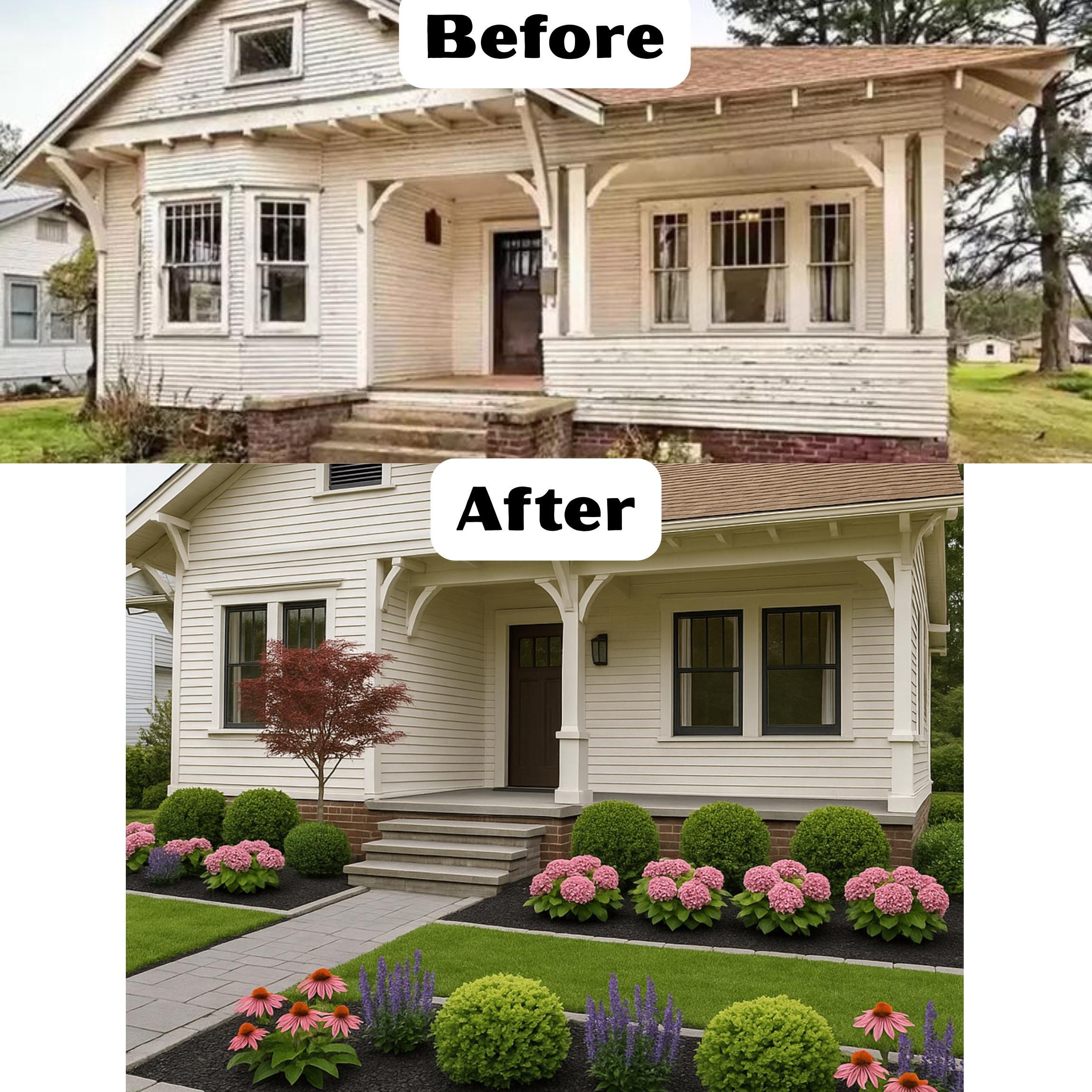 DIY Landscape Design, Front Landscape, Zone 5-9, Curb Appeal Landscaping, Evergreen Landscape, Front Garden Bed Design, Foundation Beds