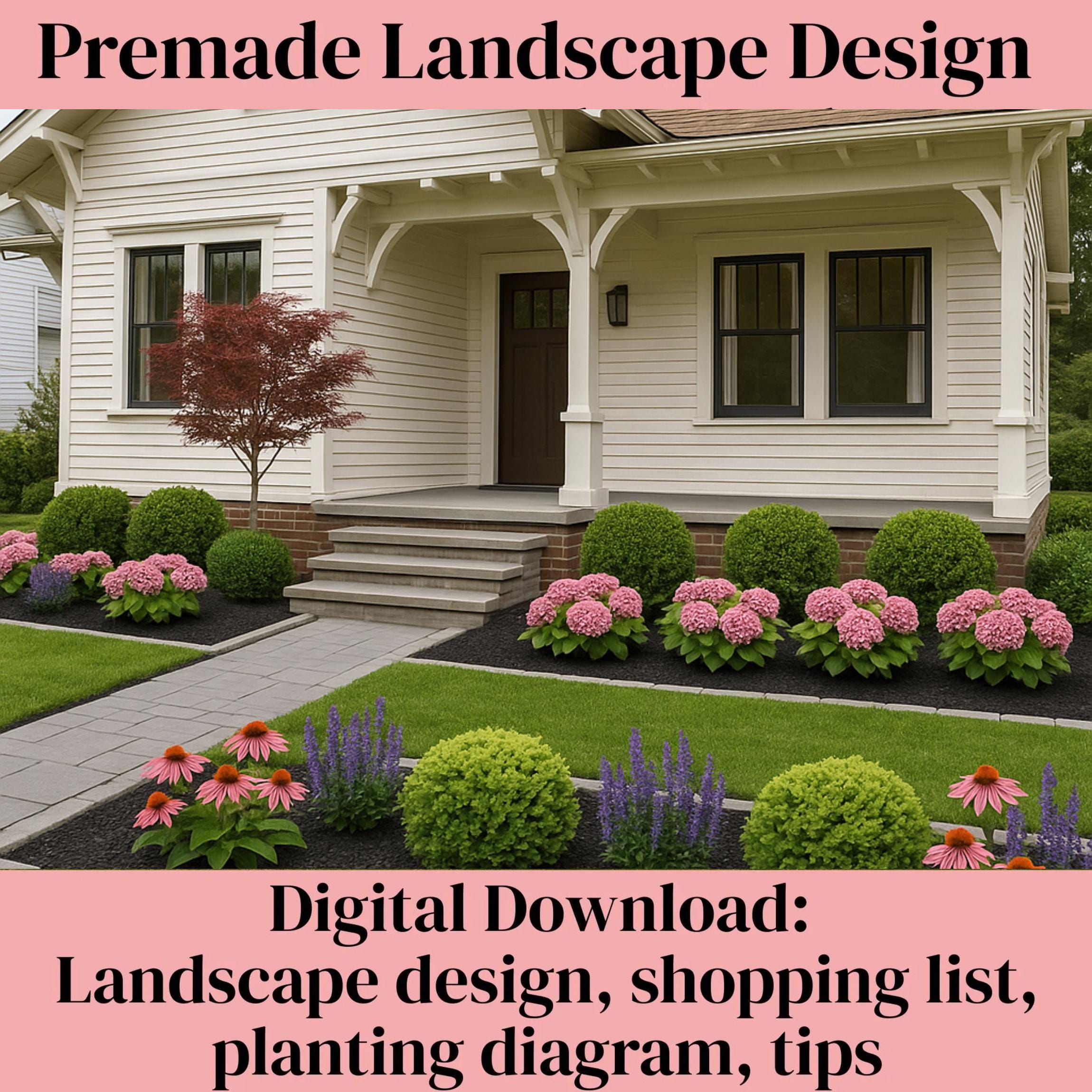 DIY Landscape Design, Front Landscape, Zone 5-9, Curb Appeal Landscaping, Evergreen Landscape, Front Garden Bed Design, Foundation Beds