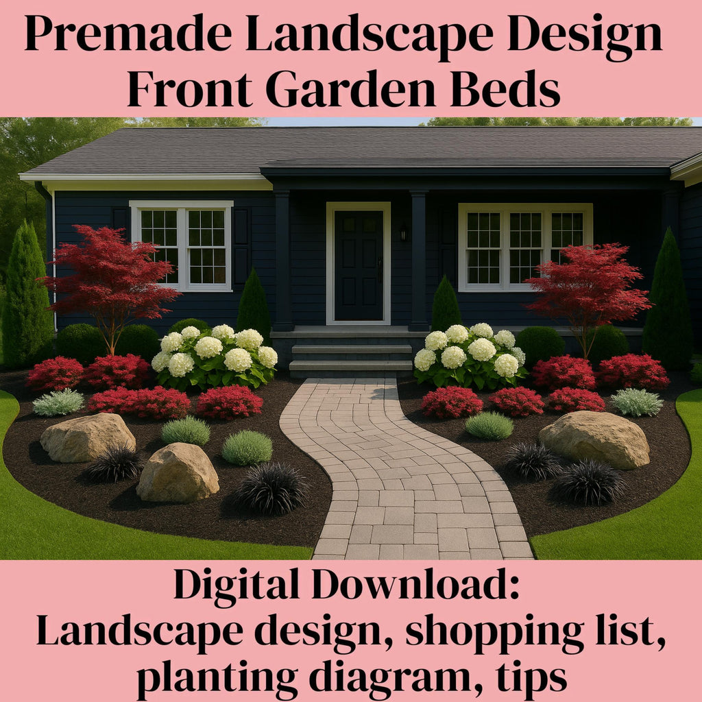 DIY Landscape Design, Front Landscape, Zone 5-9, Curb Appeal Landscaping, Evergreen Landscape, Front Garden Bed Design, Foundation Beds