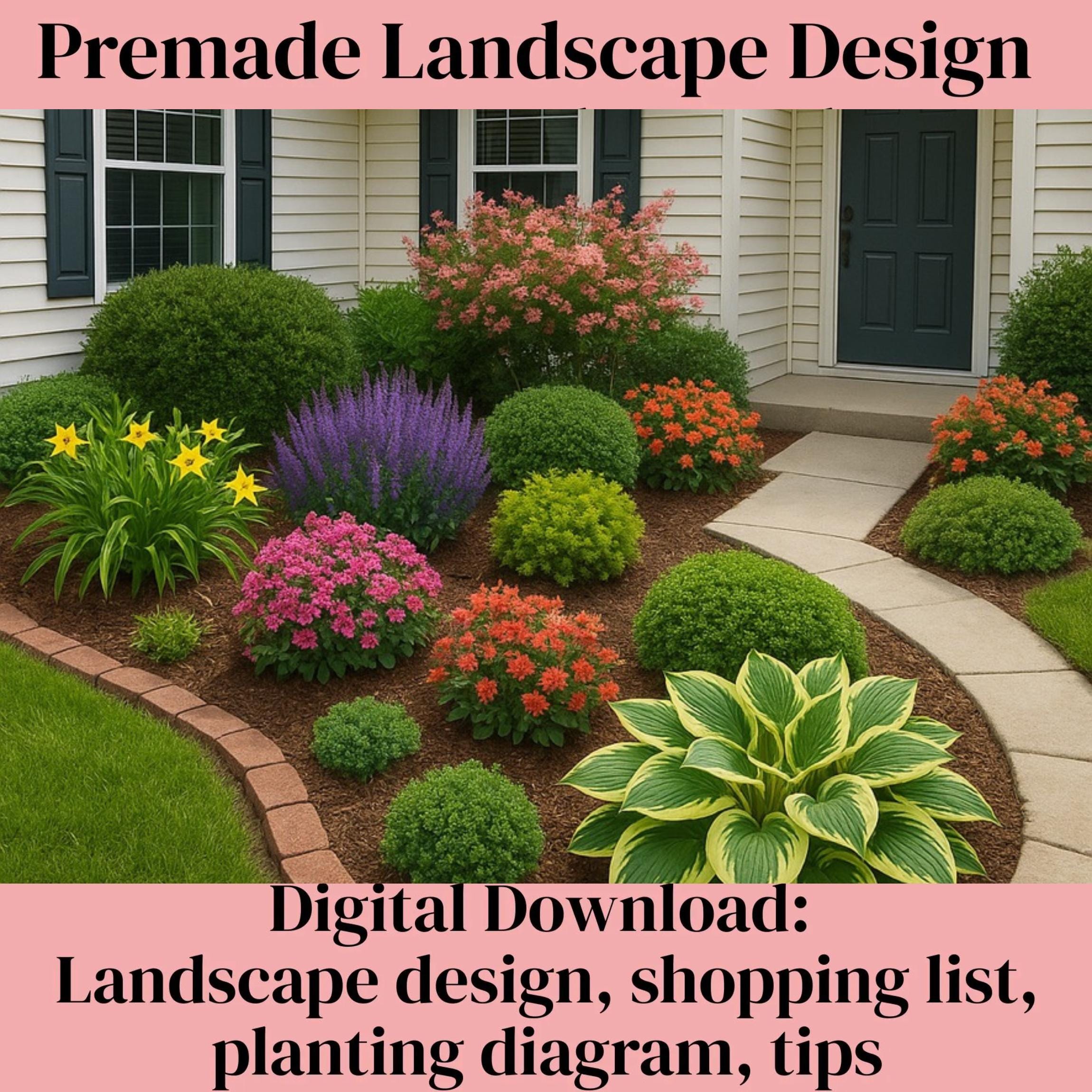 DIY Landscape Design, Front Landscape, Zone 5-9, Curb Appeal Landscaping, Evergreen Landscape, Front Garden Bed Design, Foundation Beds