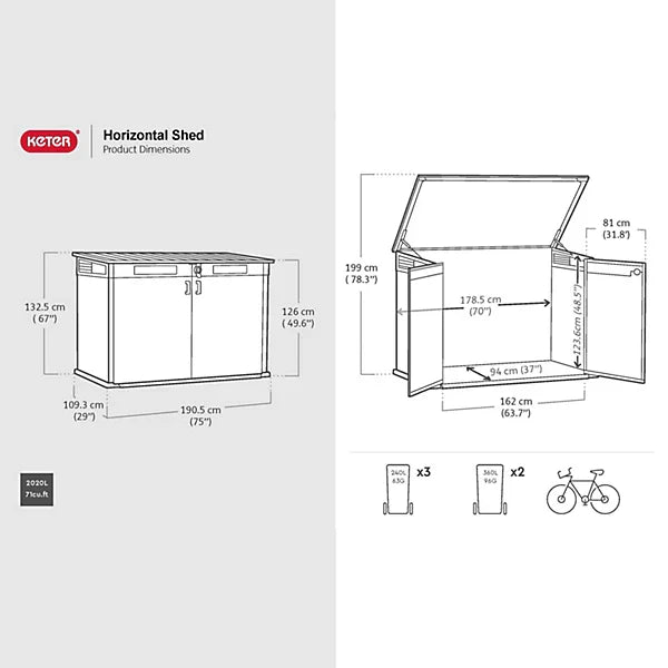 Keter Signature Decocoat Walnut 2020L Pent Garden storage 6×3 ft (H)1325mm (W)1905mm